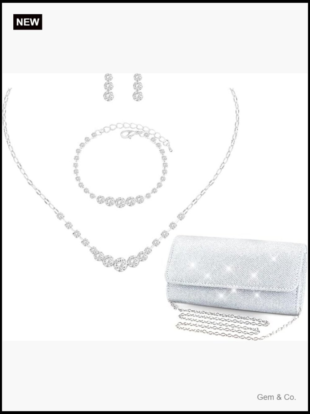Crystal Choker Earring Bracelet Wedding Jewelry Set for Women Bridal Prom